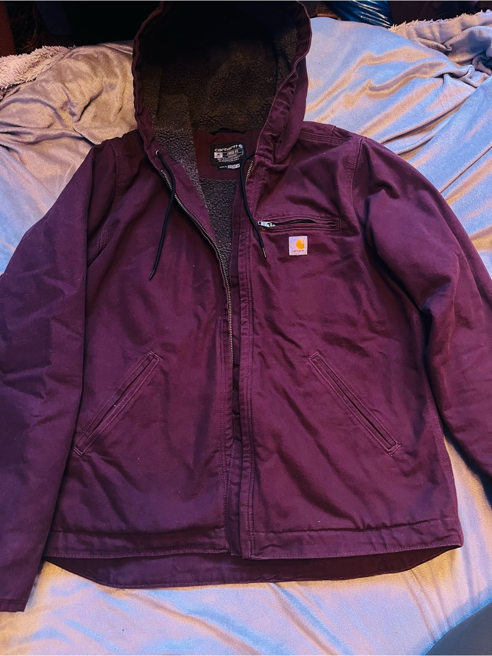 Carhartt loose fit utility canvas fleece lined hooded winter coat jacket